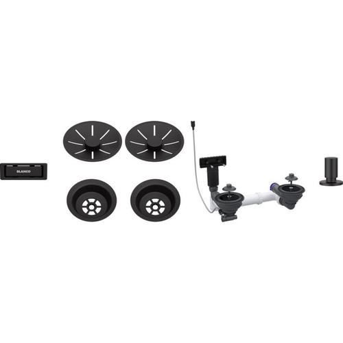 Дозатор BLANCO - 207442 Декоративные накладки на сливную арматуру с двойной чашей с К/А черный матовый