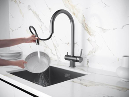 Кухонный смеситель KUCHENSTERN - UBER-FS нержавеющая сталь 412SS40