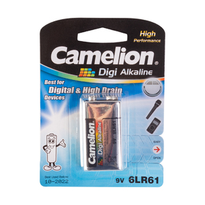 Батарейка CAMELION - 6LR61-BP1DG, Digi Alkaline, 6F22(крона), 9V, 680 mAh, 1 шт. в блистере