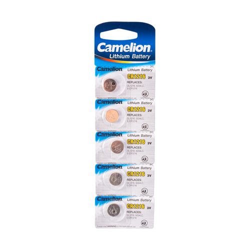 Батарейка CAMELION - CR1216-BP5 Lithium Battery, CR1216 3V, 220 mAh, 5 шт. в блистере