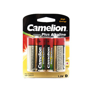Батарейка CAMELION - LR20-BP2, Plus Alkaline, D, 1.5V, 21000 mAh, 2 шт., Блистер