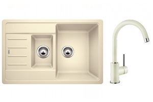 Кухонная мойка BLANCO - 521305M2 Комплект Legra 6S Compact Silgranit жасмин + Mida жасмин (521305 + 524205)